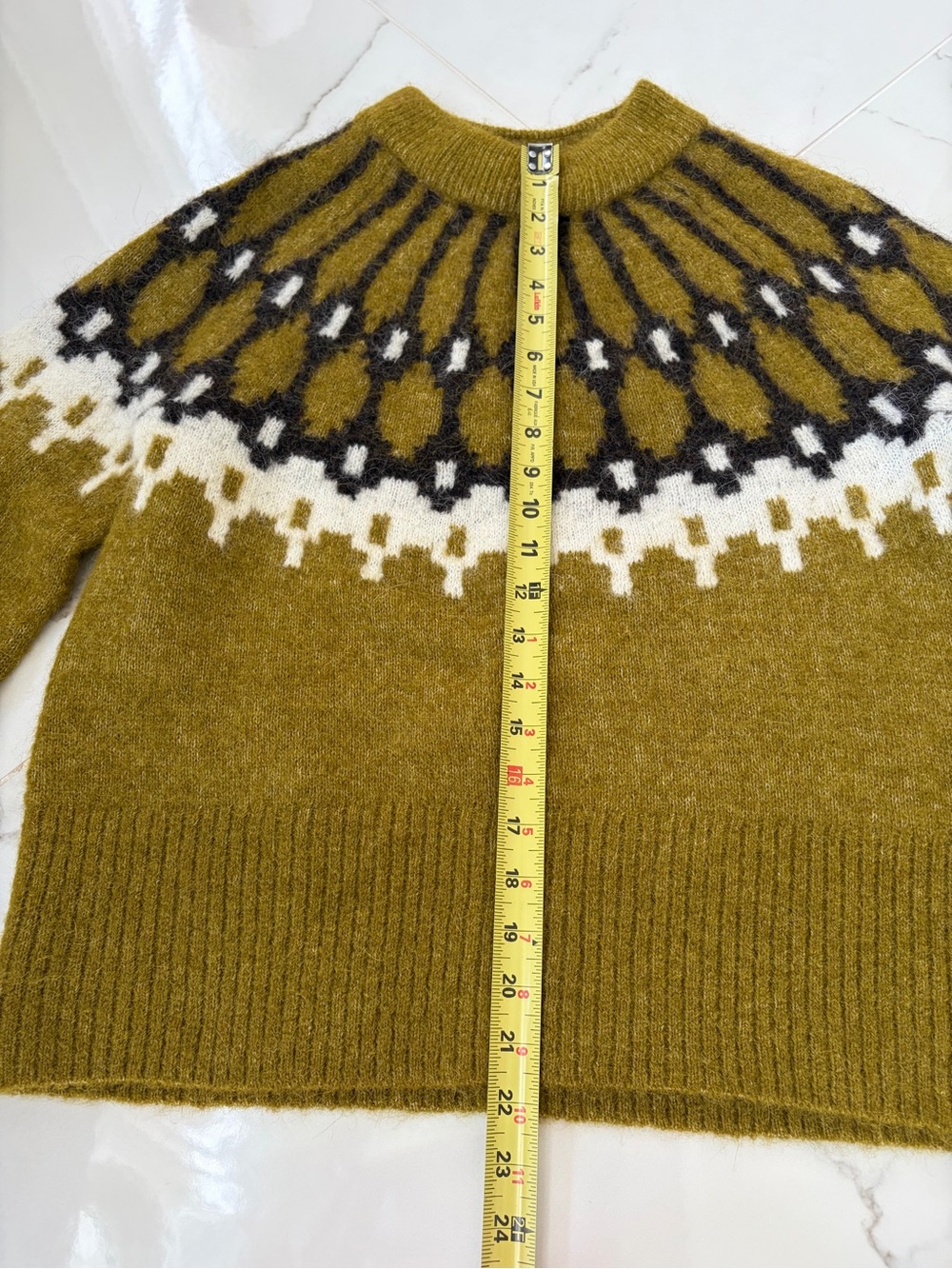 Banana Republic Olive Fair Isle Knit Sweater - Women Medium - Picture 2 of 5